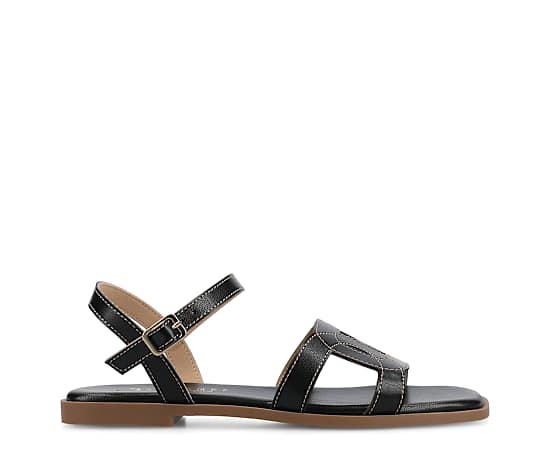Journee Collection Womens Adjustable Strap Flat Sandals, 7 Medium, Black
