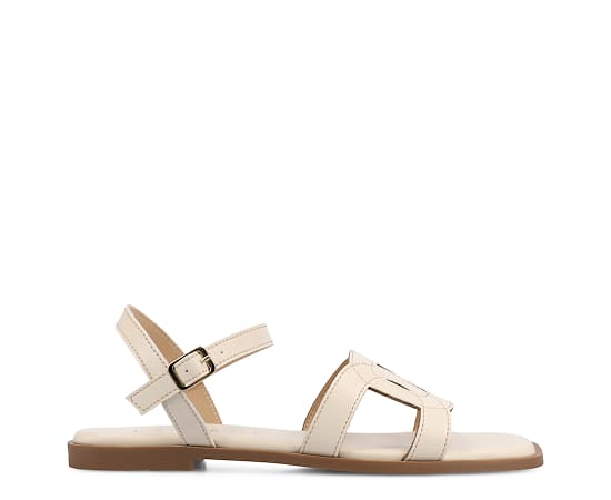 Journee Collection Womens Adjustable Strap Flat Sandals, 8 1/2 Medium, Beige