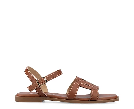 Journee Collection Womens Adjustable Strap Flat Sandals, 8 Medium, Brown