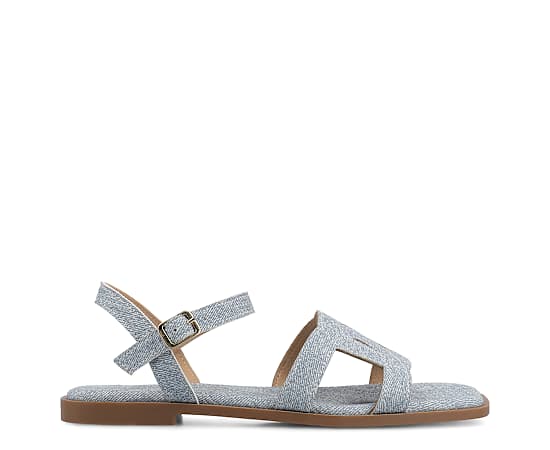 Journee Collection Womens Adjustable Strap Flat Sandals, 7 Medium, Blue