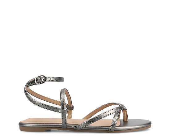 Journee Collection Womens Serissa Flat Sandals, 7 1/2 Medium, Gray