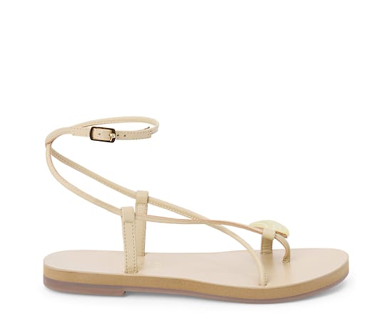 COCONUTS BY Matisse Womens Cassian Criss Cross Strap Flat Sandals, 9 Medium, White
