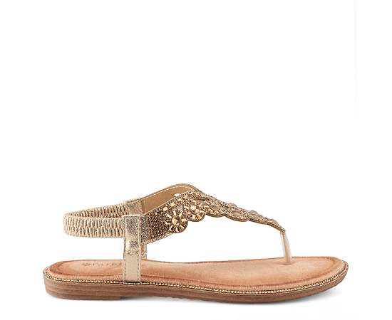 Patrizia Women's Parry Thong Sandal with Adjustable Strap - Soft gold