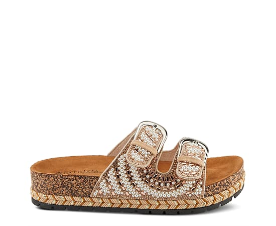 Patrizia Women's Pearline Pearl & Crystal Beaded Slide Wedge Sandals - Rose gold