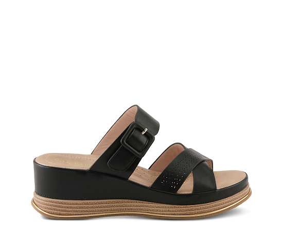 Patrizia Women's Cattaneo Wedges with Hook Closure - Black