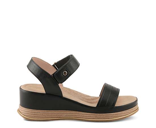 Patrizia Sahil Platform Wedge Sandal with Hook-Loop Closure - Black