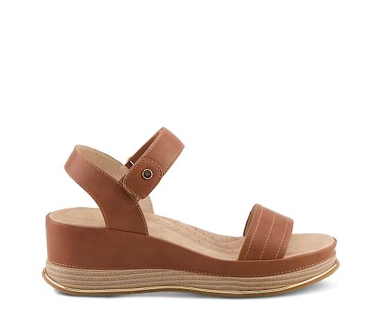 Patrizia Sahil Platform Wedge Sandal with Hook-Loop Closure - Camel