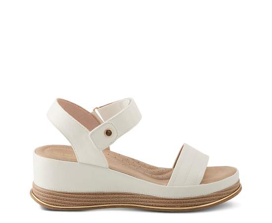 Patrizia Sahil Platform Wedge Sandal with Hook-Loop Closure - White