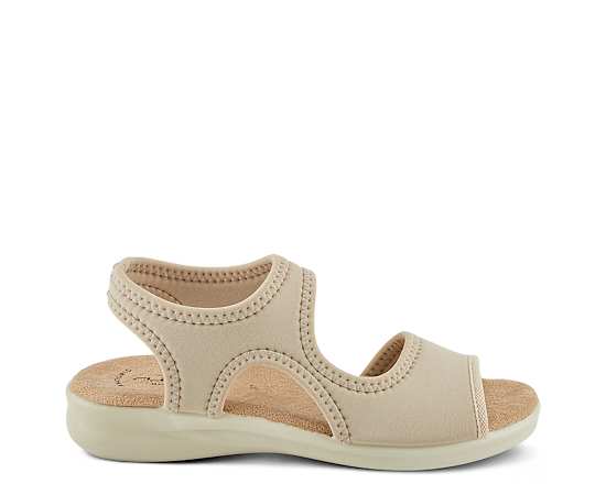 Flexus Women's Marya Ankle Strap Sandal with Adjustable Strap - Beige