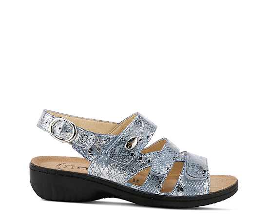 Flexus Women's Acamar Slingback Sandal with Leather Upper Detail - Blue multi