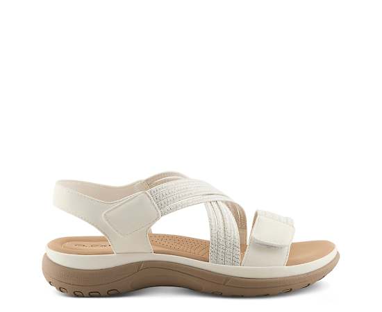 Flexus Women's Crossbeam Sport Sandal with Adjustable Strap - White