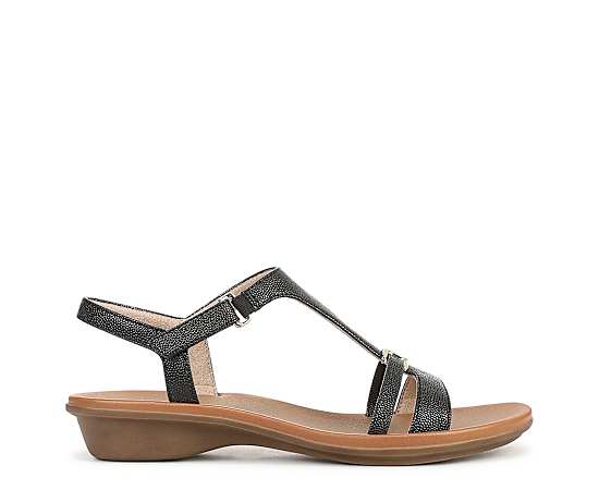 Naturalizer Women's Sofia Strappy Sandals - Black Pebbled Faux Leather
