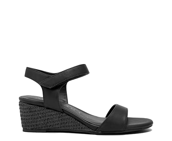 Aerosoles Women's Wel Open Toe Wedge Sandals - Black
