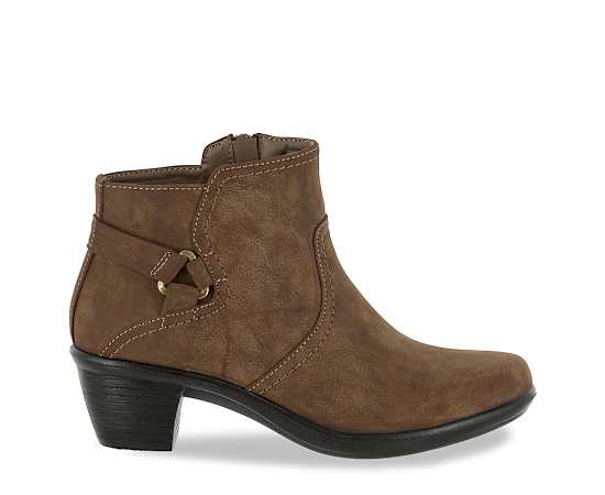 Easy Street Womens Dawnta Block Heel Booties, 12 Wide, Brown