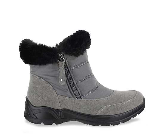 Easy Street Womens Frosty Waterproof Flat Heel Winter Boots, 12 Wide, Gray