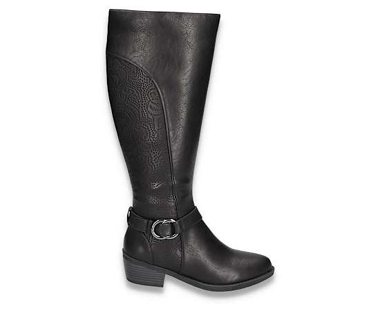 Easy Street Womens Luella Plus Wide Calf Stacked Heel Riding Boots, 7 1/2 Medium, Black