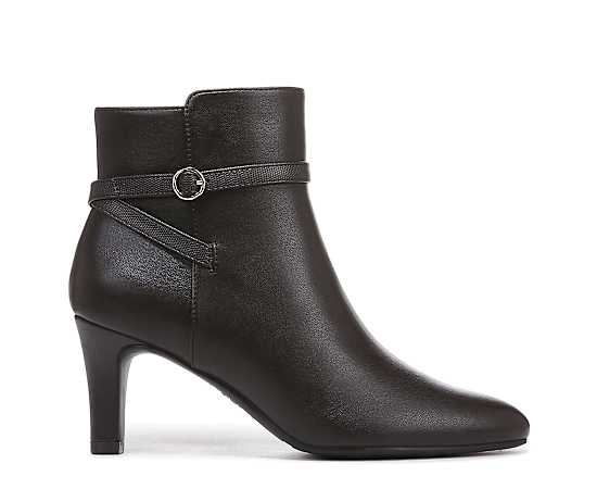 LifeStride Guild Booties - Dark Chocolate Faux Leather