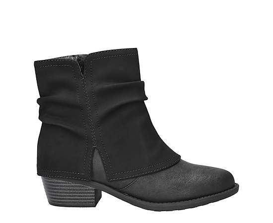 Easy Street Womens Kudos Stacked Heel Booties, 9 1/2 Extra Wide, Black