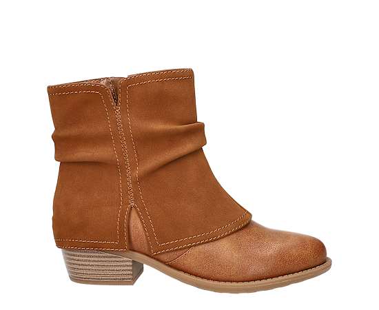 Easy Street Womens Kudos Stacked Heel Booties, 10 Extra Wide, Brown