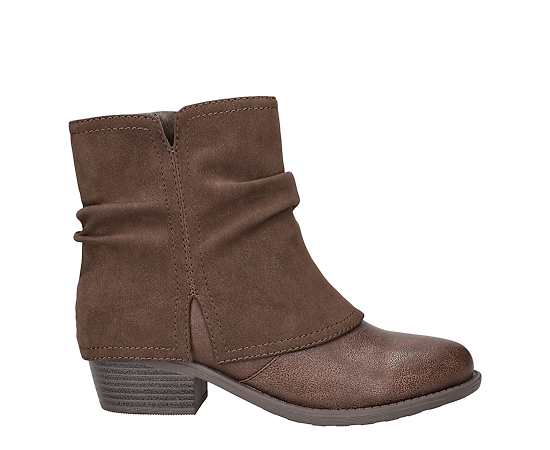 Easy Street Womens Kudos Stacked Heel Booties, 10 Extra Wide, Brown