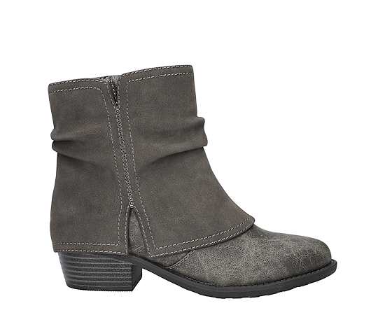 Easy Street Womens Kudos Stacked Heel Booties, 11 Extra Wide, Gray