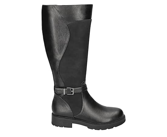 Easy Street Womens Erica Plus Extra Wide Calf Stacked Heel Riding Boots, 7 1/2 Medium, Black