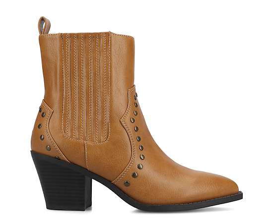 Journee Collection Womens Braylee Block Heel Booties, 8 Medium, Brown