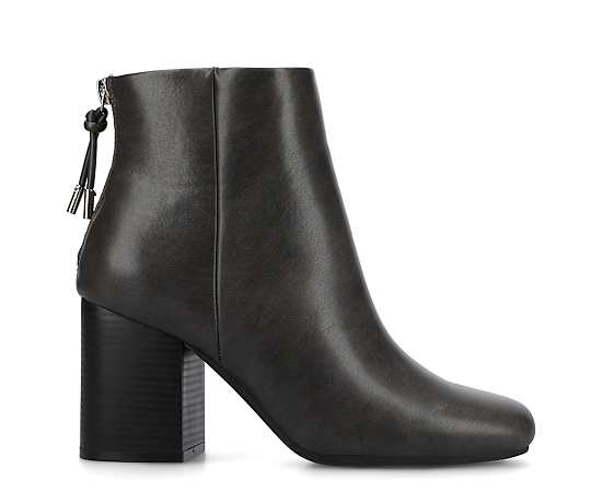 Journee Collection Women's Audrina Stacked Heel Dress Booties - Charcoal