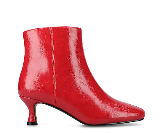 Journee Collection Women's Kelssa Square Toe Kitten Heel Dress Booties - Red Patent