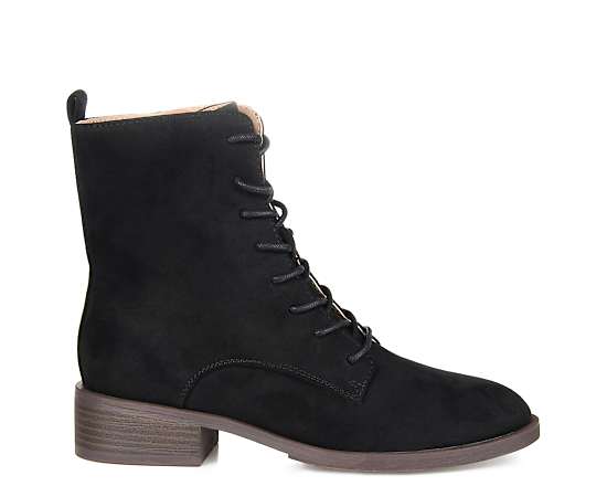 Journee Collection Womens Vienna Block Heel Combat Boots, 12 Wide, Black
