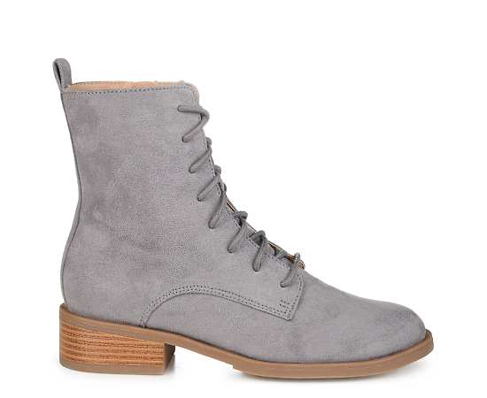 Journee Collection Womens Vienna Block Heel Combat Boots, 11 Wide, Gray