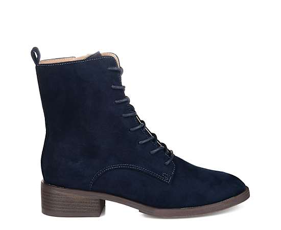 Journee Collection Womens Vienna Block Heel Combat Boots, 9 Wide, Blue