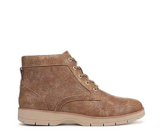 Dr. Scholl's Women's Northstar Round Toe Lace Up Short Boots - Honey Brown Faux Leather