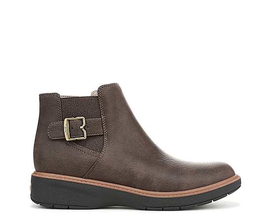 Dr. Scholl's Women's Calm One Round Toe Chelsea Short Boots - Dark Brown Faux Leather