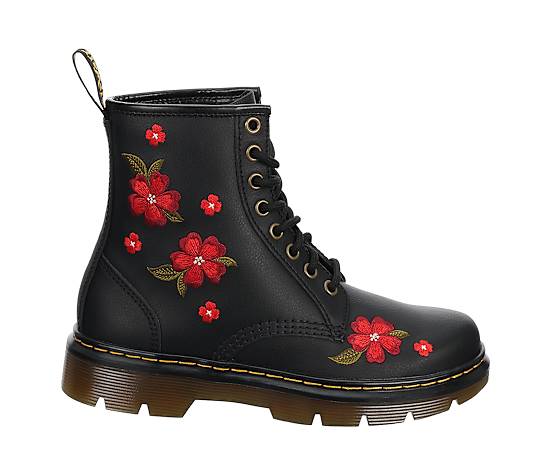 DR.MARTENS-WOMENS APRILE 8 EYE FLORAL EMBROIDERY LACE UP BOOT