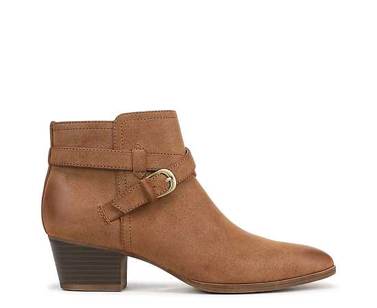 LifeStride Women's Oaklyn Zip Short Pointed Toe Booties - Tan Faux Microsuede