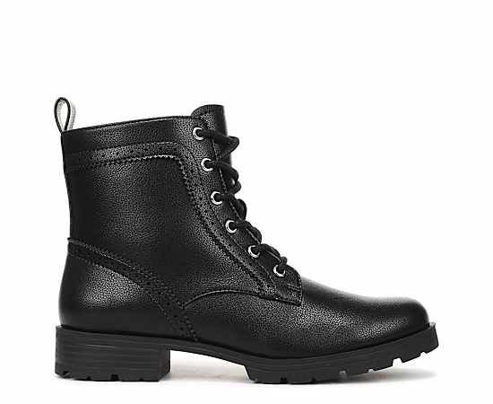 LifeStride Women's Lena Zip Lace-Up Booties - Black Faux Leather