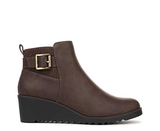 LifeStride Women's Zayne Zip Short Boots - Dark Brown Faux Leather