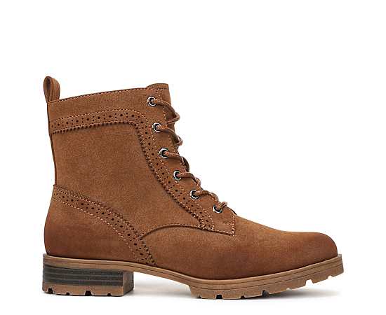 LifeStride Women's Lena Zip Lace-Up Booties - Tan Faux Suede
