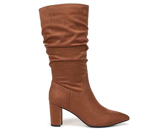LifeStride Women's Renee Zipper Tall Boots - Caramel Microsuede