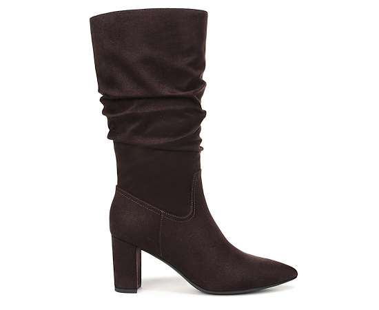 LifeStride Women's Renee Zipper Tall Boots - Dark Chocolate Microsuede