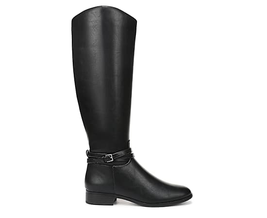 LifeStride Women's Scout Riding Tall Round Toe Boots - Black Faux Leather