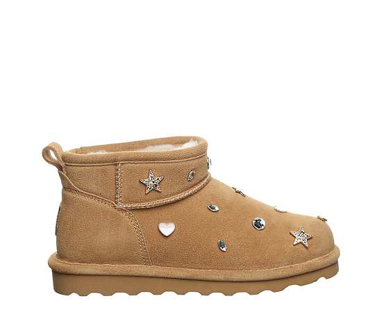 Bearpaw Women's Shorty Nova Studded Pull-On Ankle Booties - Iced Coffee
