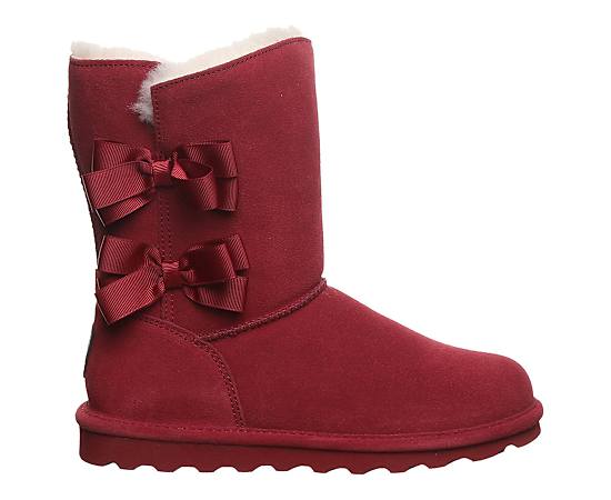 Bearpaw Women's Zaria Ribbon Bow Detail Mid Calf Boots - Cranberry