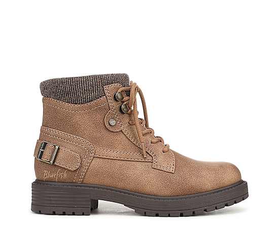 Blowfish Malibu Women's Astor Lace-Up Short Booties - Tan Faux Leather