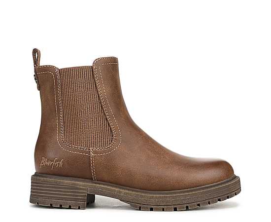 Blowfish Malibu Women's Alfie Chelsea Block Heel Booties - Tan Faux Nubuck