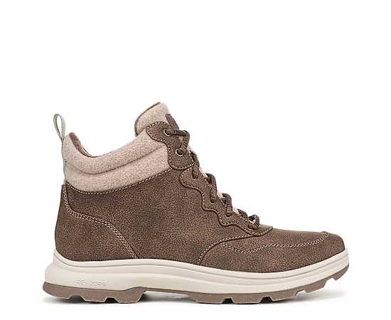 Ryka Women's Bismark Lace-Up Short Booties - Acorn Brown Faux Leather/Wool