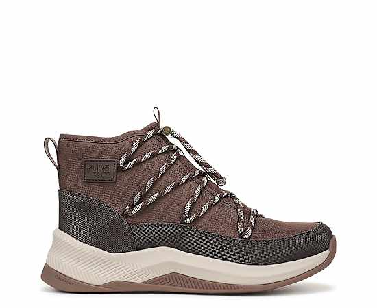 Ryka Astonish Bootie Boots Fudge Brown Nylon Leather 9.5 M Lightweight