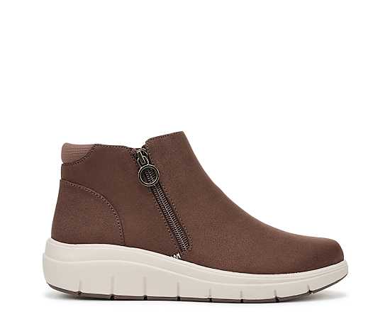 Ryka Women's Layla Zipper Short Booties - Fudge Brown Microfiber