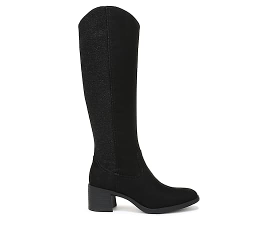 Bzees For LifeStride Joliet Wide Calf Knee High Boot (Black Stretch Fabric) 9.0 W